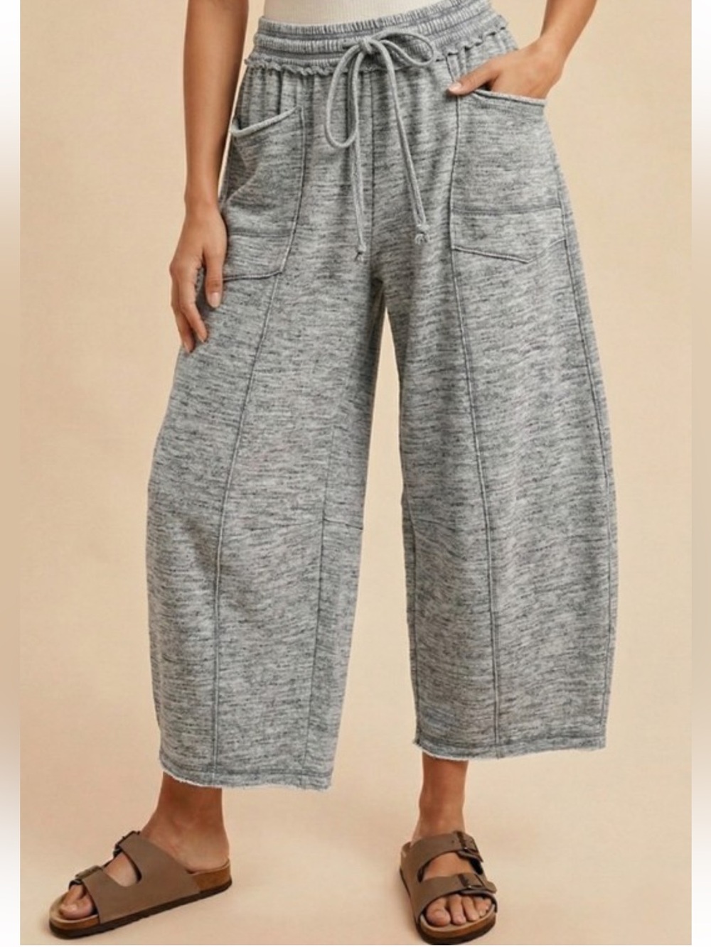 310 ❤️ Heather grey MINERAL WASH BARREL FIT UTILITY KNIT
PANTS